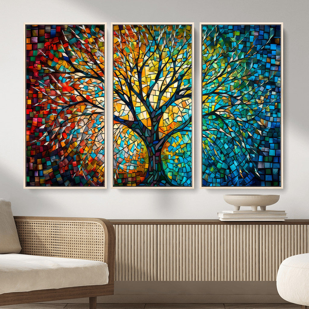 Yggdrasil Tree of Life Wall Art Print | Mosaic Style Canvas Wall Art