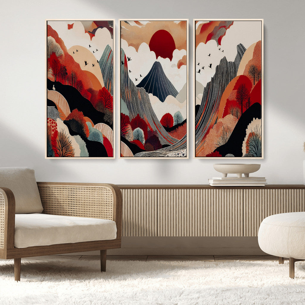 Abstract Mountain Wall Art Canvas Print | Vibrant Stylized Landscape