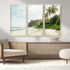 Relaxing Beach Wall Art Canvas Print, Framed Ocean View Coastal Serenity