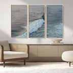 Ocean Waves Wall Art Canvas Print, Framed Coastal Serenity Surf Scene