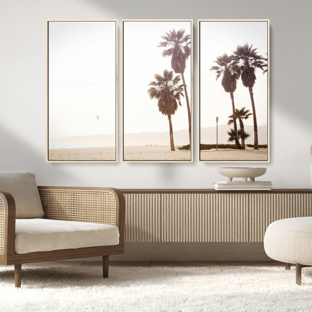 Coastal Light Wall Art Canvas Print, Framed Relaxing Shoreline Art, Minimalist Ocean Tropical Decor