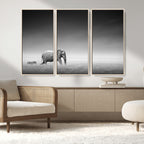 Elephant and Zebra Wall Art Canvas Print, Modern Artwork