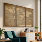 Dark World Map Canvas Print | Framed Travel Map Wall Art