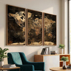 World Map Canvas Print, Modern Decorative Framed Map Artwork
