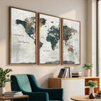 World Map Canvas Print | Framed Travel Map Wall Art for Couples