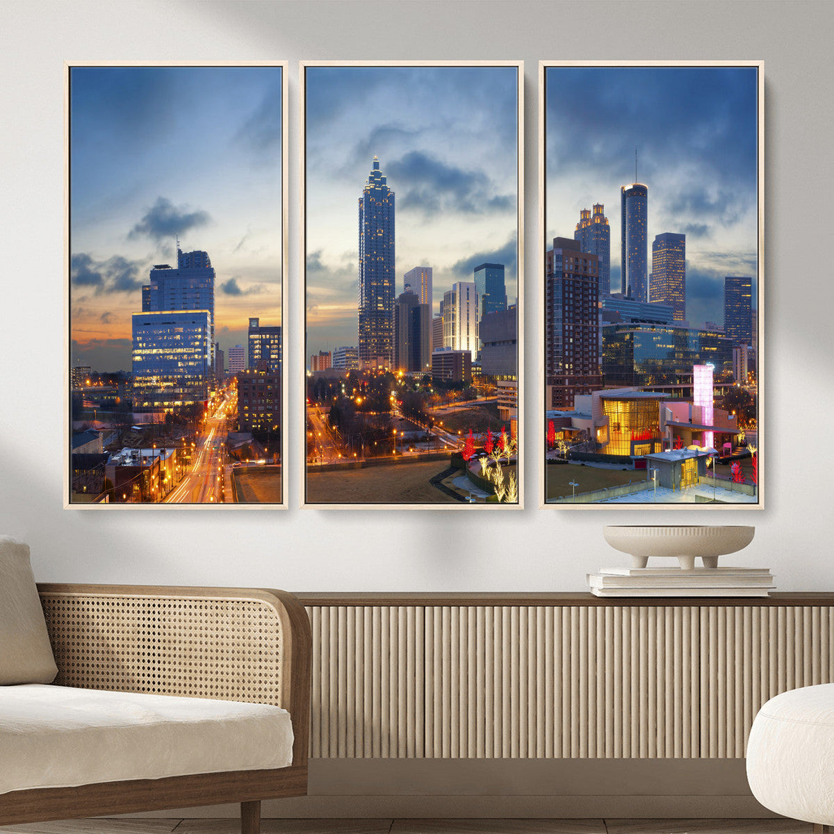 Atlanta Skyline Wall Art Canvas Print, Atlanta Downtown Night Cityscape