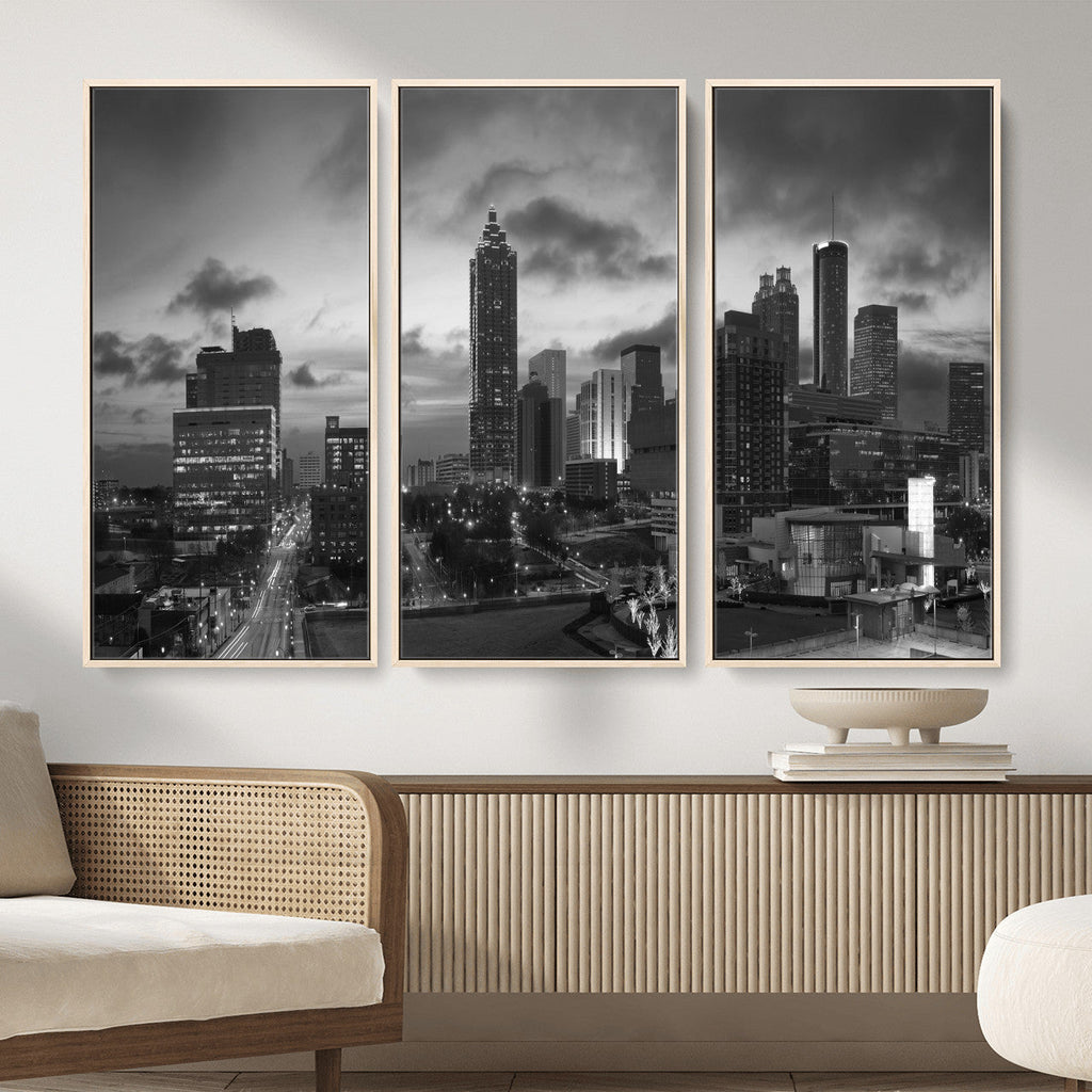 Atlanta Skyline Wall Art Canvas Print, Atlanta Downtown Night Cityscape