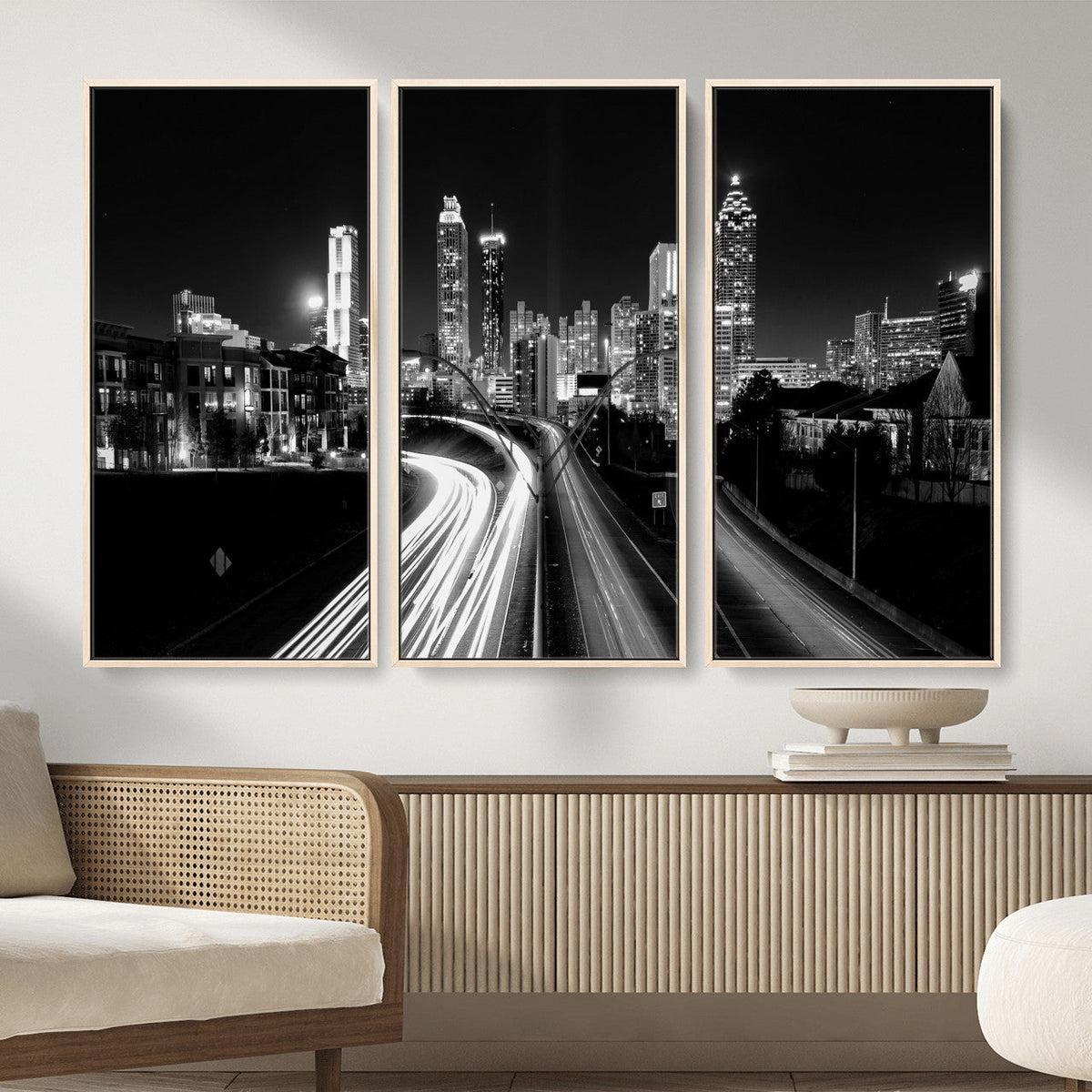 Atlanta Skyline Wall Art Canvas Print, Atlanta Downtown Night Cityscape