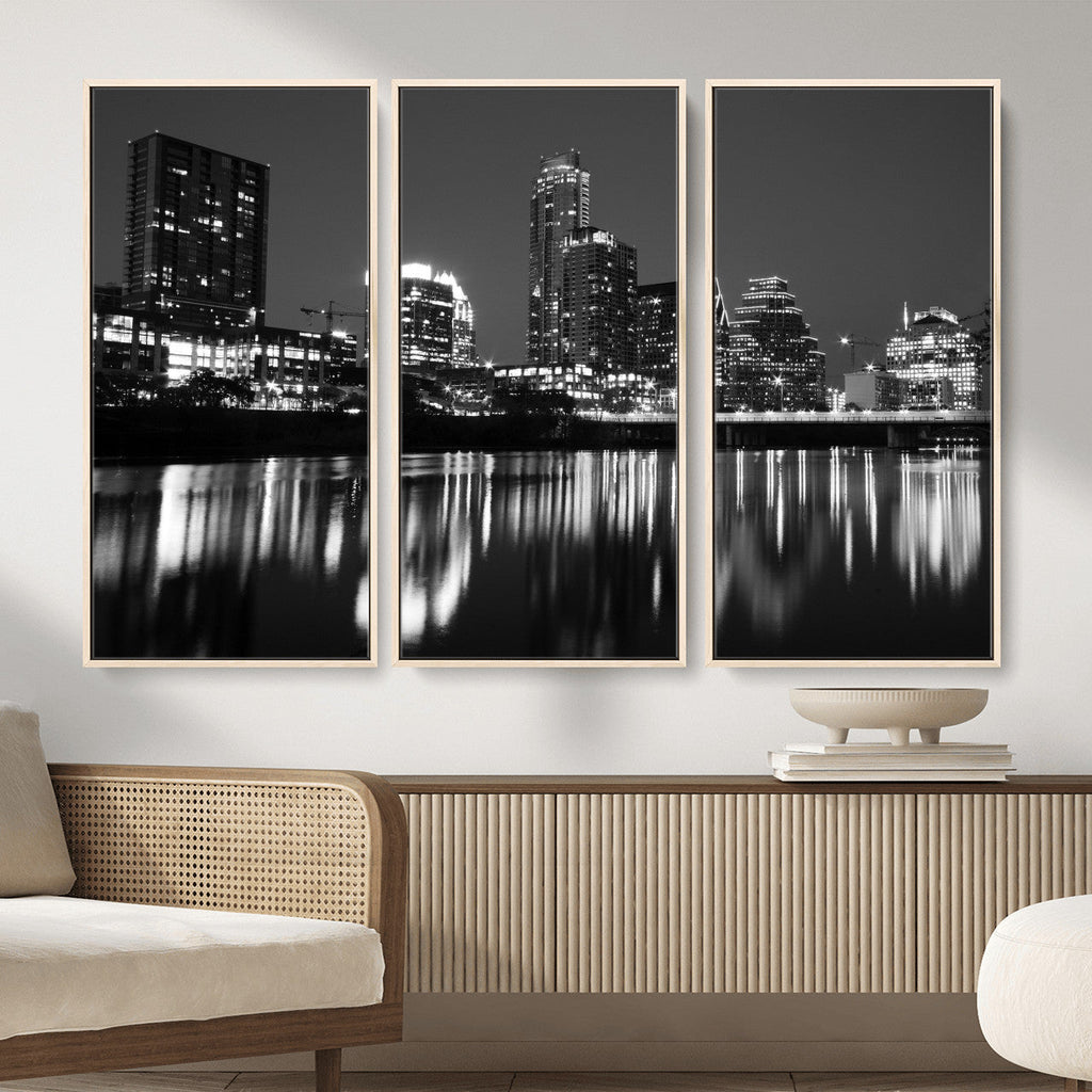 Austin Skyline Wall Art Canvas Print, Austin Downtown Night Cityscape