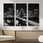 Austin Skyline Wall Art Canvas Print, Austin Downtown Night Cityscape