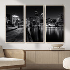 Boston Wall Art Canvas Print, Boston City Downtown Night Cityscape