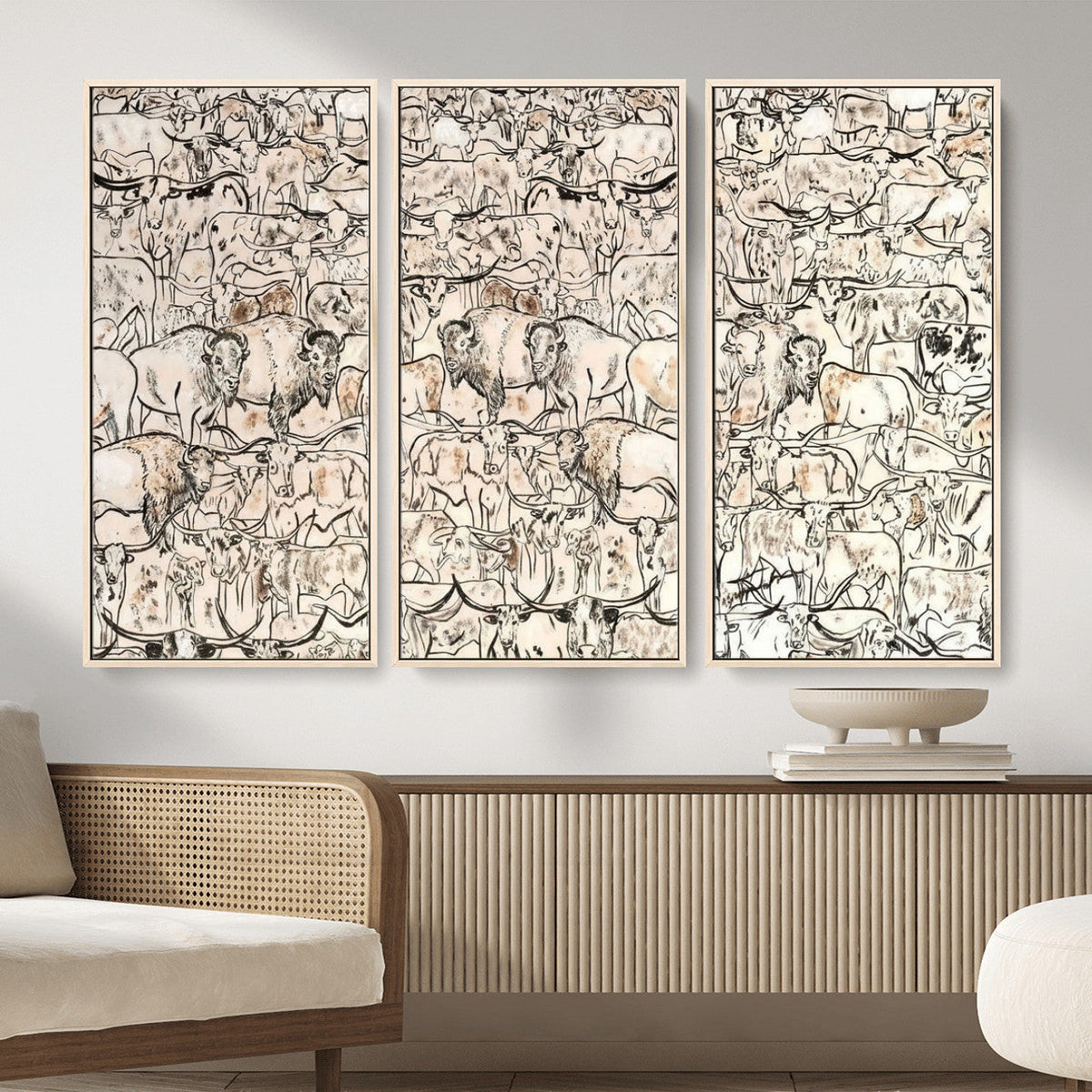 Abstract Bison Wall Art Canvas Print, Abstract Animal Art for Cabin Decor