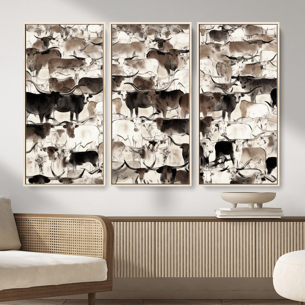 Abstract Texas Longhorn Print, Longhorn Herd Print