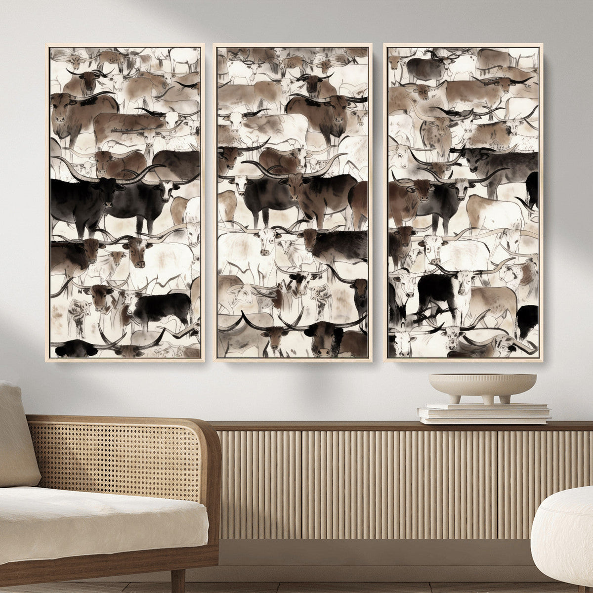 Abstract Texas Longhorn Print, Longhorn Herd Print