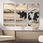 Texas Longhorn Bull Rustic Wall Art Canvas Print