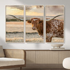 Texas Longhorn Wall Art Canvas Print, Western Ranch Bull Photography