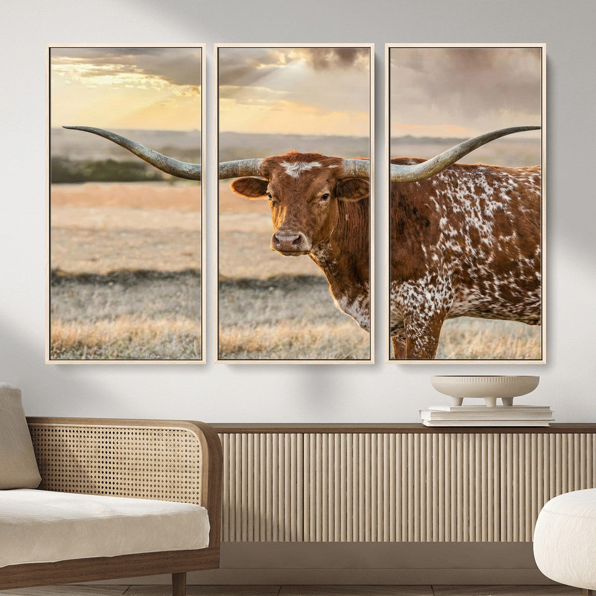 Texas Longhorn Wall Art Canvas Print, Western Ranch Bull Photography