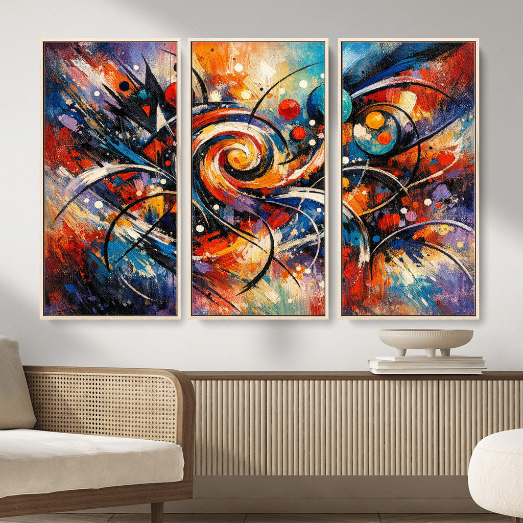 Geometric Abstract Wall Art Canvas Print, Orange Blue