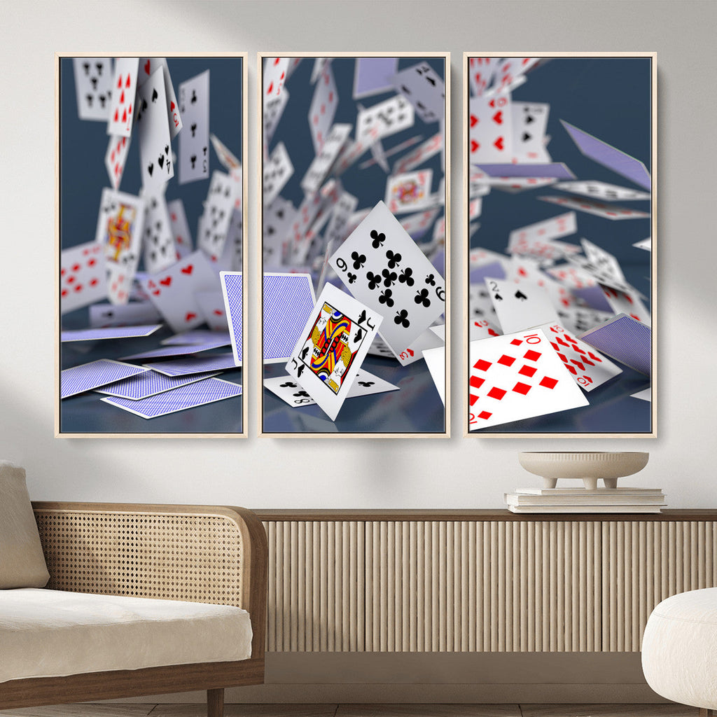Playing Cards Canvas Wall Art | Casino Game Room Decor