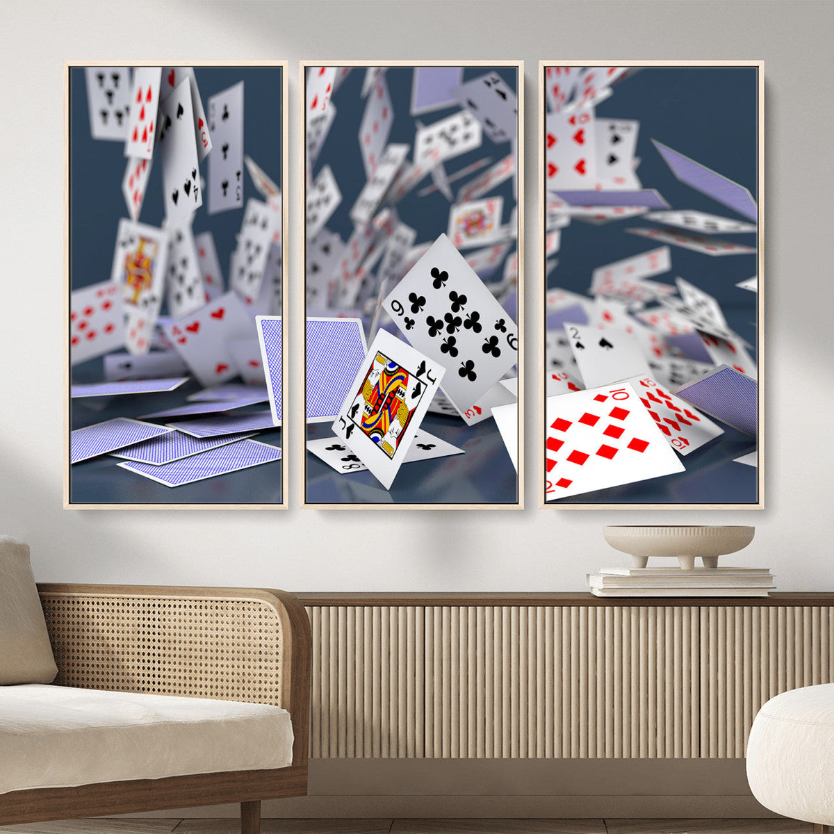 Playing Cards Canvas Wall Art | Casino Game Room Decor
