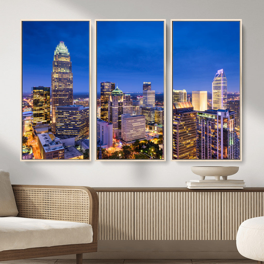 Charlotte Skyline Canvas Wall Art Print | North Carolina Cityscape