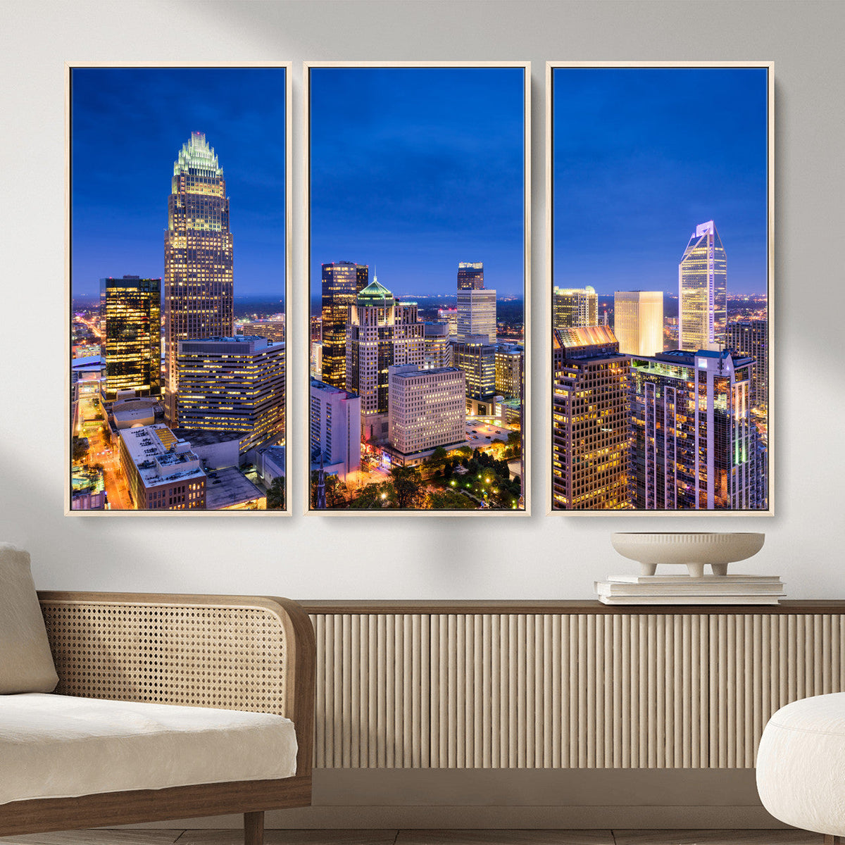 Charlotte Skyline Canvas Wall Art Print | North Carolina Cityscape