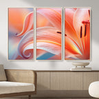 Peach Lily Canvas Wall Art, Coral Pink Flower Macro Photo Print, Botanical Decor