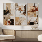 Blue Teal Abstract Canvas Wall Art, Modern Brushstroke Style Print, Navy Orange Contemporary Decor
