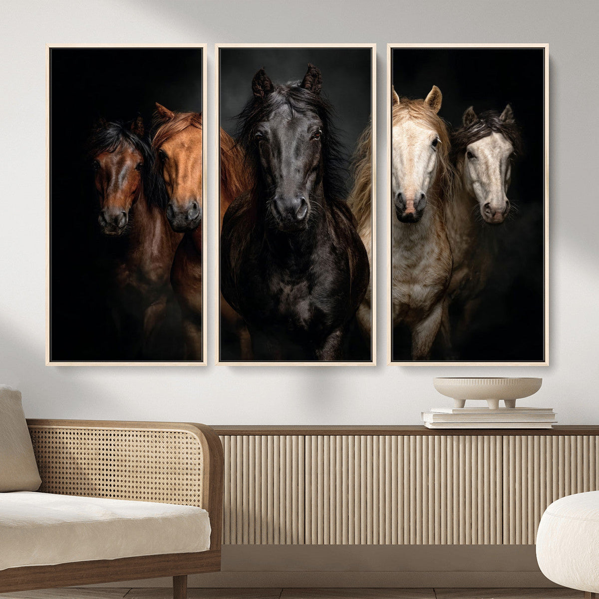Horse Wall Art Canvas Print, Wild Horses Portrait Photography, Rustic Ranch Decor
