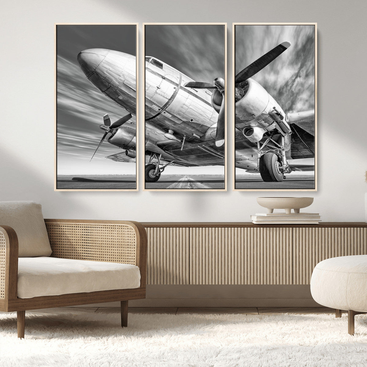 Vintage Airplane on Runway Canvas Print