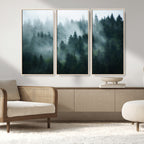Misty Forest Wall Art | Serene Green Landscape Canvas Print