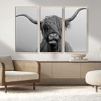 Texas Cow Wall Art Canvas, Texas Longhorn Cattle Canvas Print