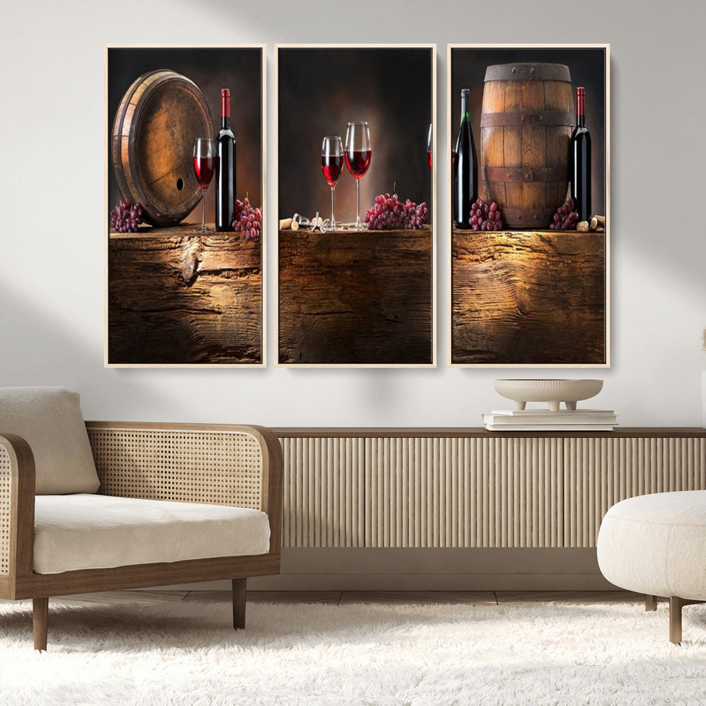 Wine and Barrels Wall Art Canvas Print