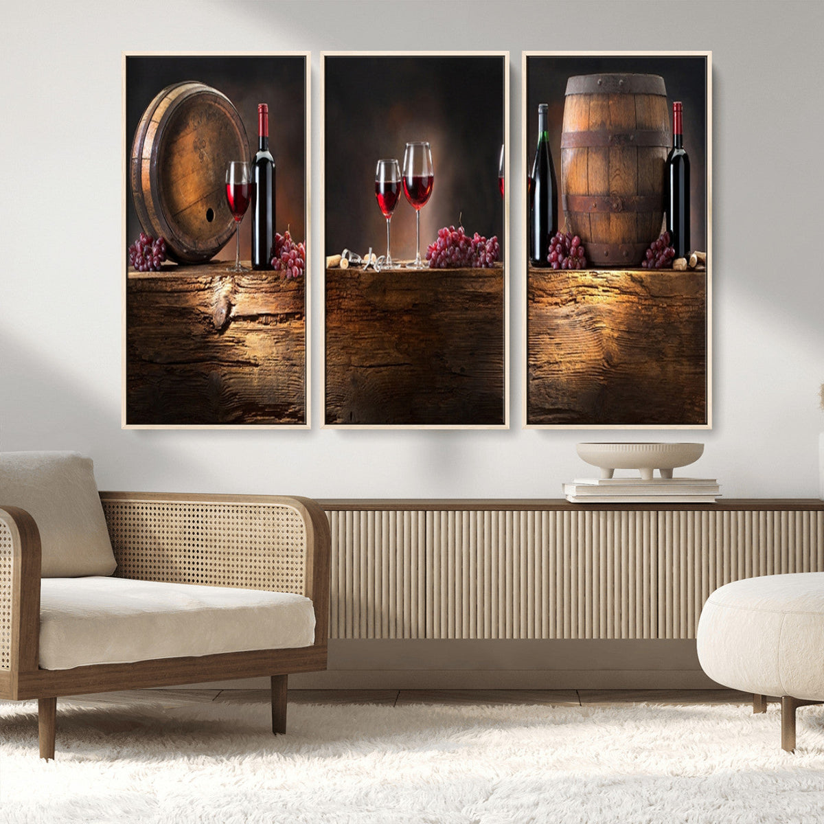 Wine and Barrels Wall Art Canvas Print