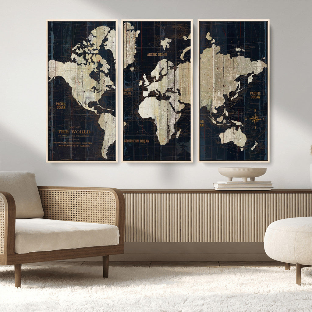 Antique Old World Map Wall Art Canvas Print
