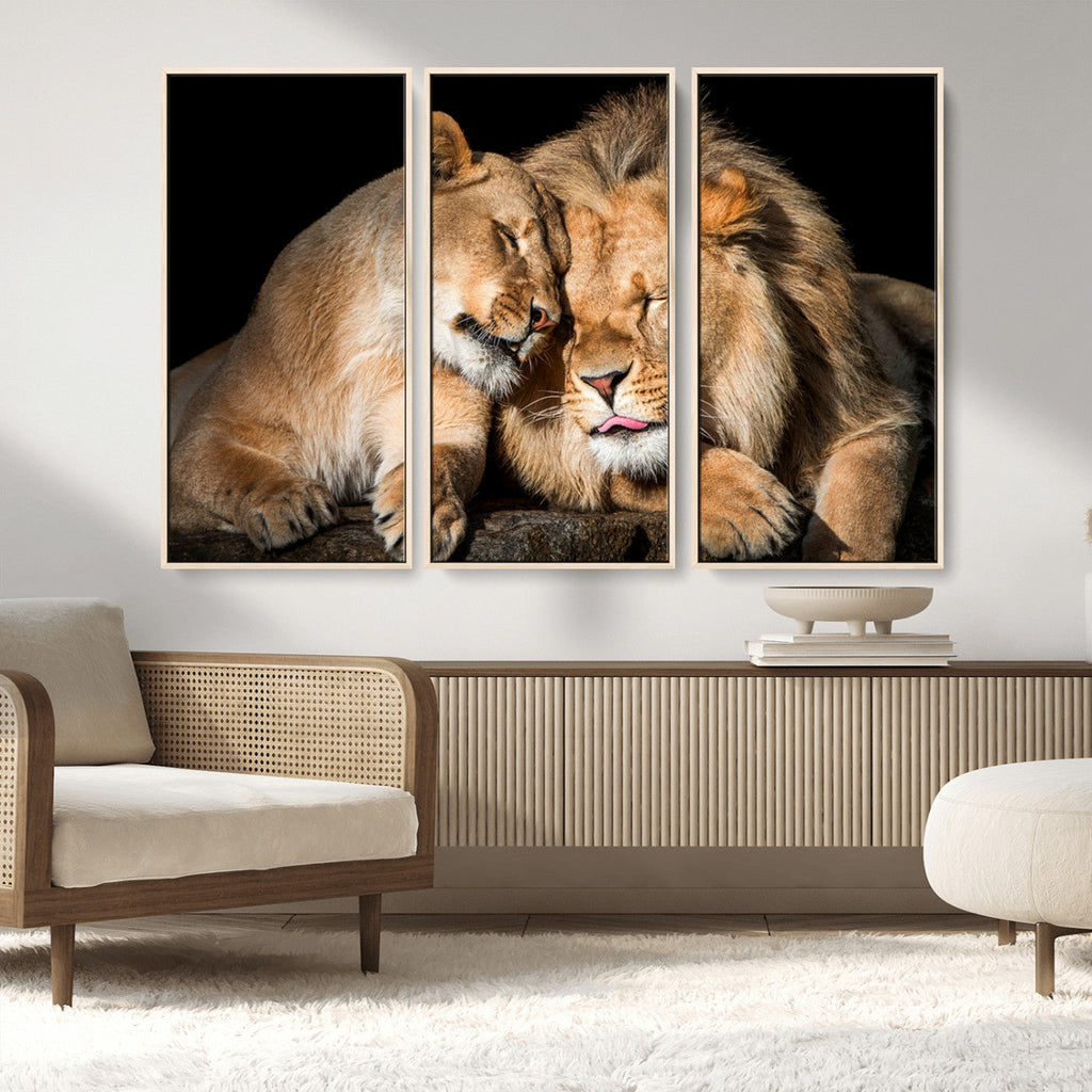 Lion and Lioness Wall Art Canvas Print | African Wildlife Animal Art