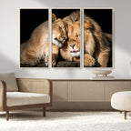 Lion and Lioness Wall Art Canvas Print | African Wildlife Animal Art
