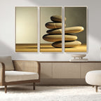 Fluvial Zen Stones Canvas Wall Art Print