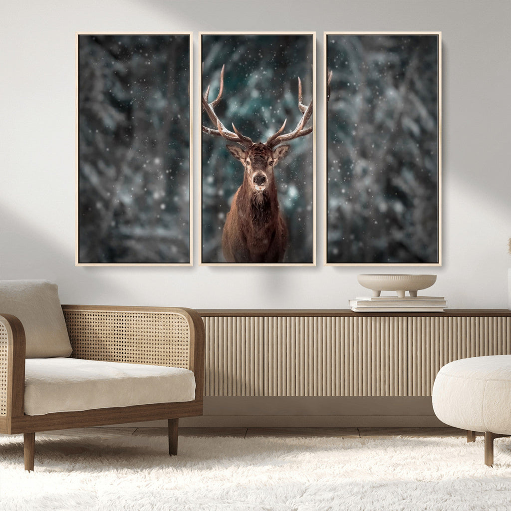 Wall Art Deer Art Animal Canvas, Framed Wall Art Deer Canvas