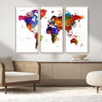 World Map Canvas Print | Detailed Map of the World Wall Art