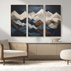 Rustic Mountain Landscape Wall Art Canvas Print, Framed 3D Wooden Effect Mountain Art
