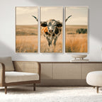 Texas Cow Wall Art Canvas Print for Farm House Wall Decor