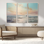 Abstract Ocean Wall Art, Boat Wall Art Canvas Print