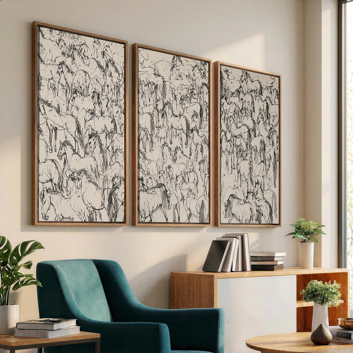 Abstract Horse Sketch Wall Art, Ready to Hang