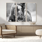 Black and White Horse Winter Wall Art, Ready to Hang