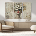 Abstract Floral Women Pastel Wall Art Canvas Print