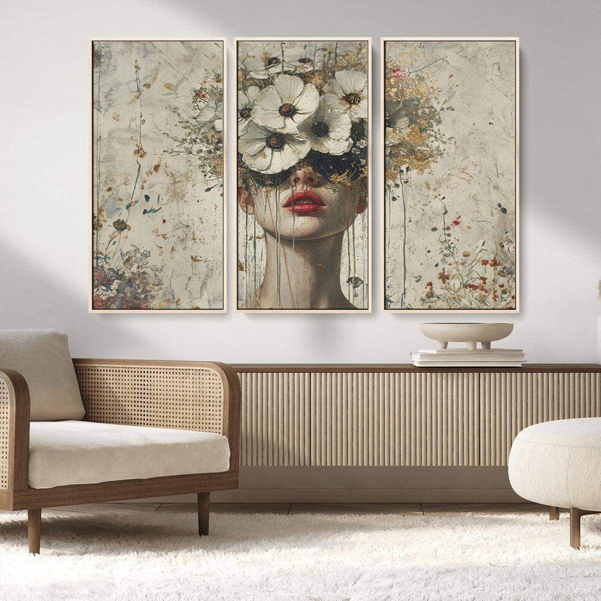 Abstract Floral Women Pastel Wall Art Canvas Print
