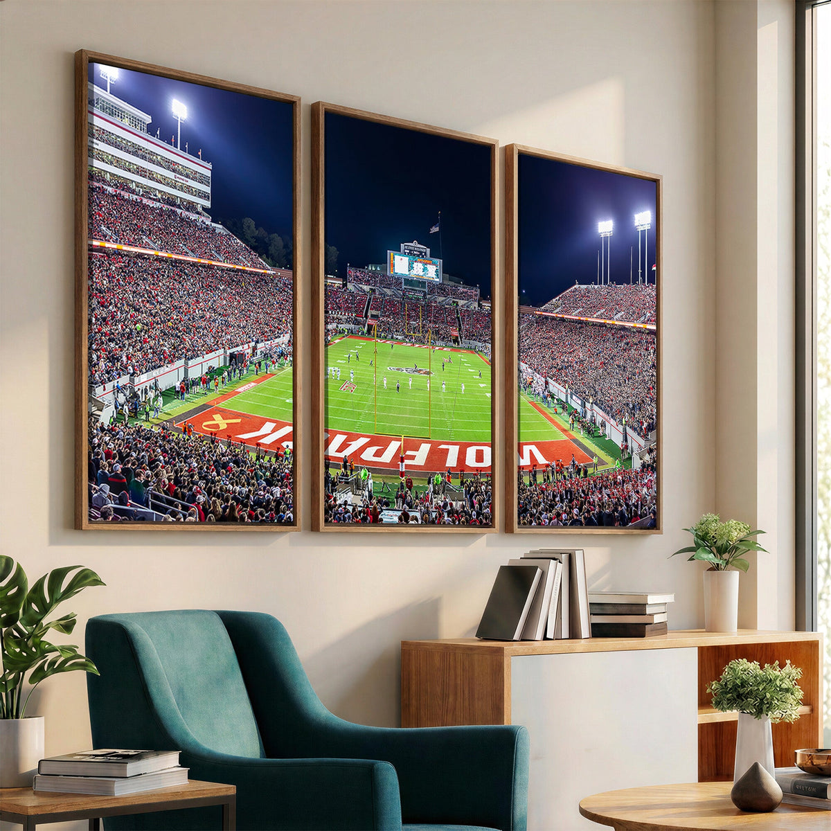Wolfpack Football Team Print, Raleigh Carter-Finley Stadium
