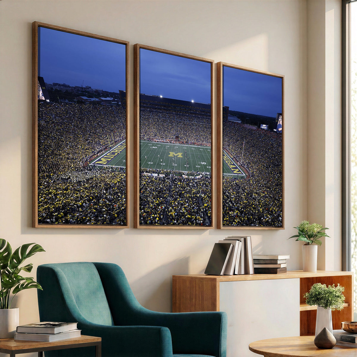 University of Michigan Wolverines Football Team Print, Ann Arbor, Home Bar Wall Decor