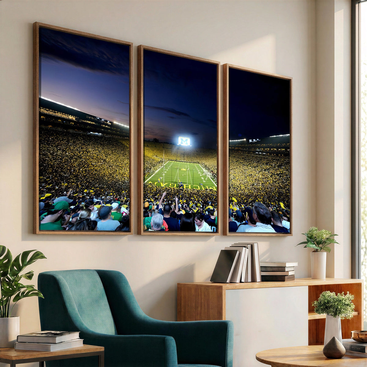 University of Michigan Wolverines Football Team Print, Ann Arbor, Extra Large Game Room Wall Decor